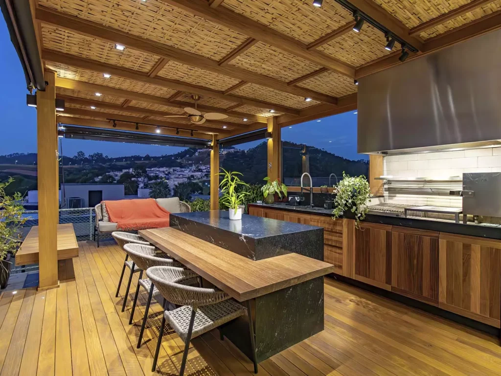 pergolado de madeira para area gourmet