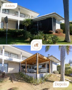 pergolado de madeira - jardineira