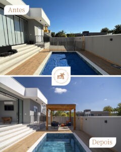 pergolado metálico piscina - fachada